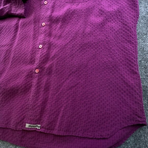 Ted Baker London Mens Long Sleeve Button Up Shirt Size 4 Purple Check Polynosic - Picture 10 of 14